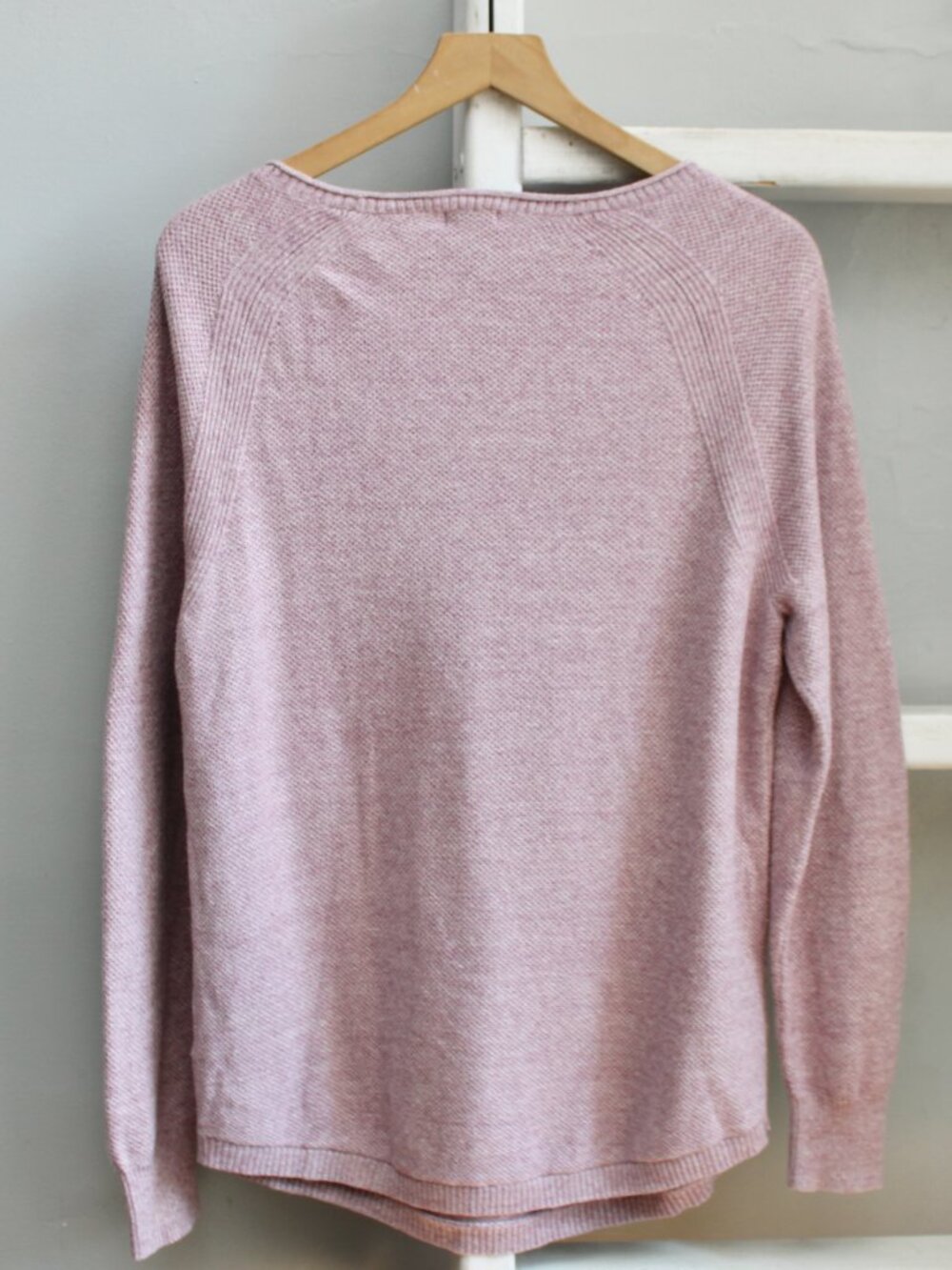 LL Bean Recycled Cotton Knit Rolled Scoop Neck Light Purple Sweater Size Medium - Picture 2 of 4